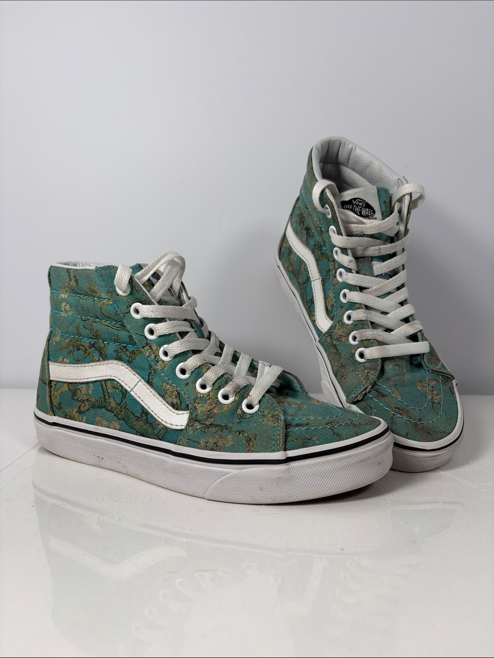 Vans x Van Gogh Museum Sk8-Hi Almond Blossom Shoes Teal Women 6 Men 4.5